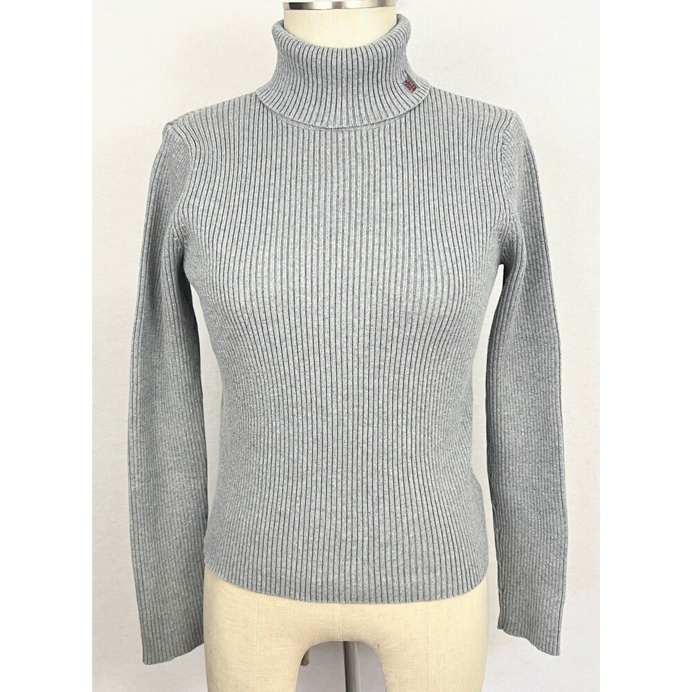 Lauren Ralph Lauren PS Ribbed Cotton Turtleneck Gray Pullover Preppy Quite Lux